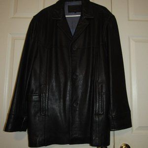 Men's Alegre Uomo Black Lined Leather Button Up Jacket Like New